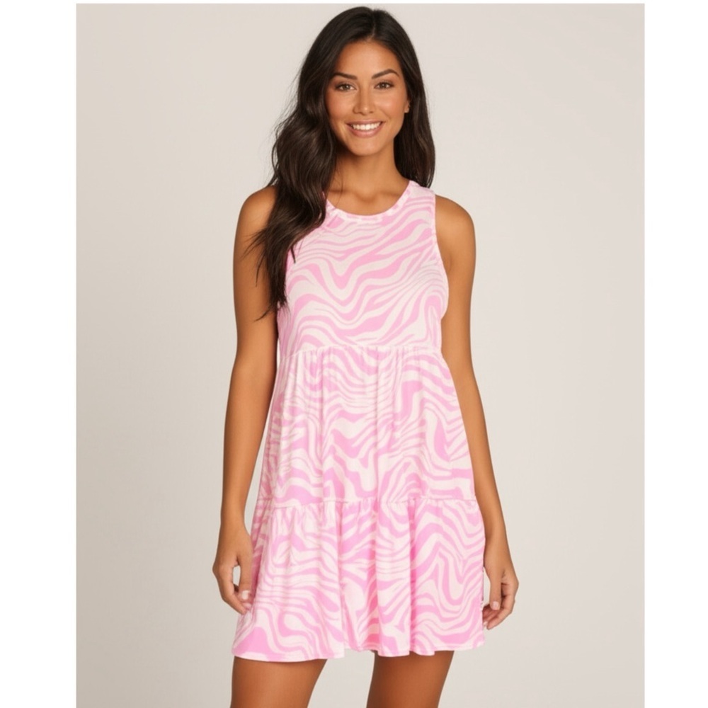 NWT AFRM LOS ANGELES Blush Pink Wave Dress Women’s Mini Sleeveless Sundress